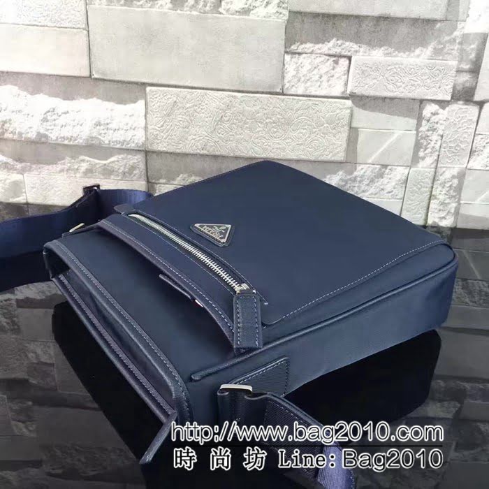 普拉達PRADA原單 p952藍色 韓國布配皮官網同步休閒精緻 PRADA單肩斜挎包 PHY1168